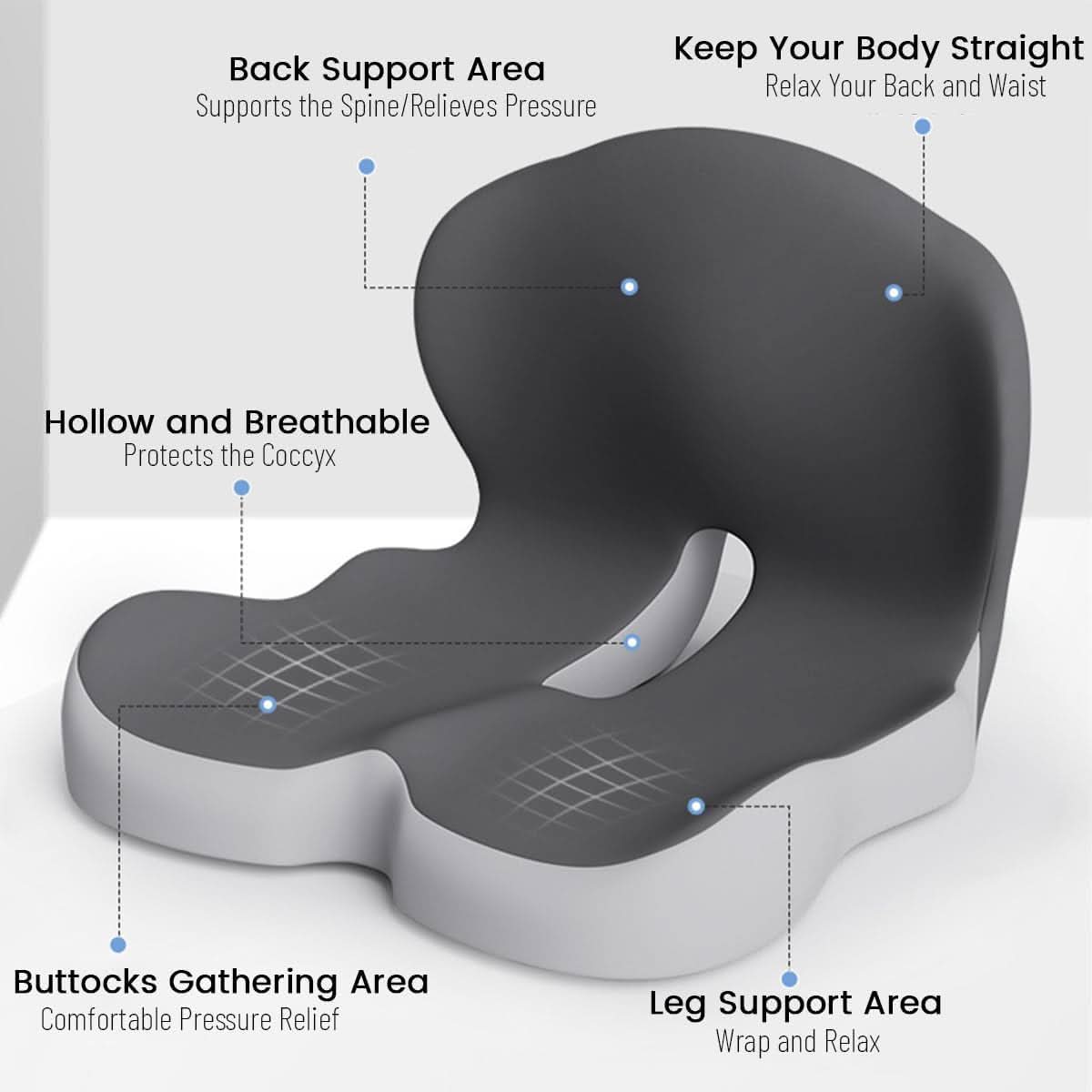 Coussin de siège ergonomique en mousse à mémoire pour bureau et voiture – Confort optimal