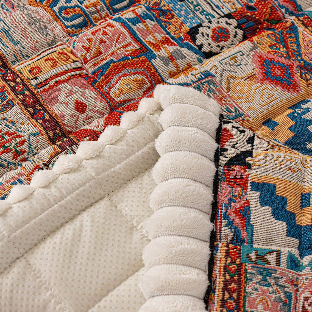 Housse de canapé en velours ethnique boho embossée