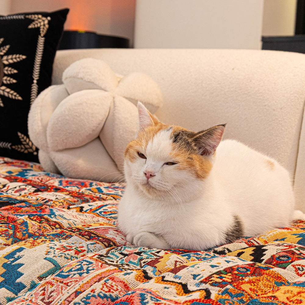 Housse de canapé en velours ethnique boho embossée