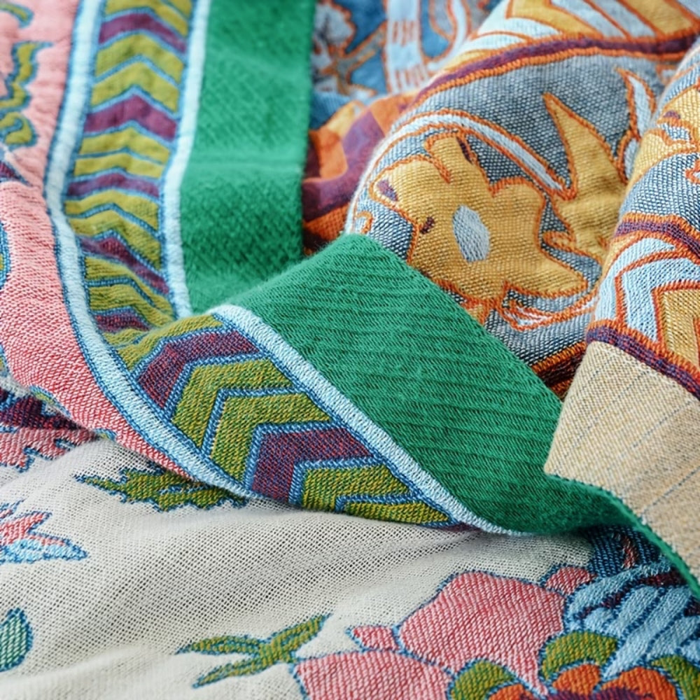 Couverture Réversible Florale Européenne | Couverture en 100% Coton