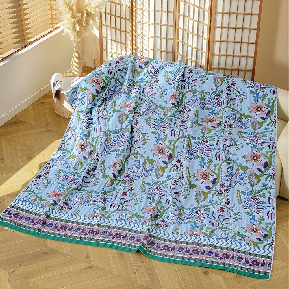 Couverture Réversible Florale Européenne | Couverture en 100% Coton