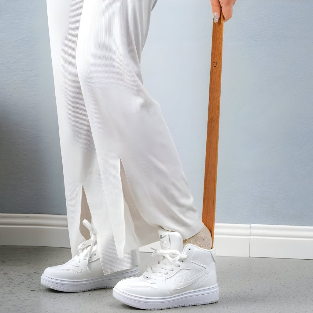 HEELGLIDE - Cuillère à chaussures en bois extra-longue avec poignée ergonomique et rangement magnétique pour un confort de port de chaussures sans effort et en position debout