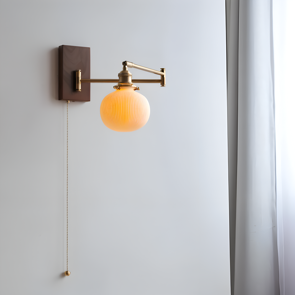 EzyGlow Applique Murale - Élégante Applique Murale en Céramique Rayée - Appliques Murales LED Réglables avec Interrupteur à Chaîne
