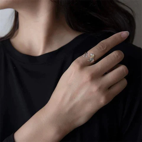 Bague en Argent Ajustable pour Chien Teckel Mignon
