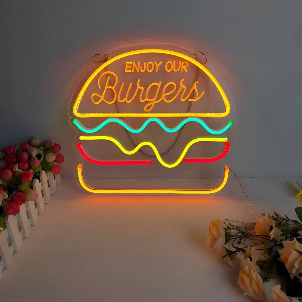 Panneau LED néon fastfood – panneau coloré pour bar et restaurant
