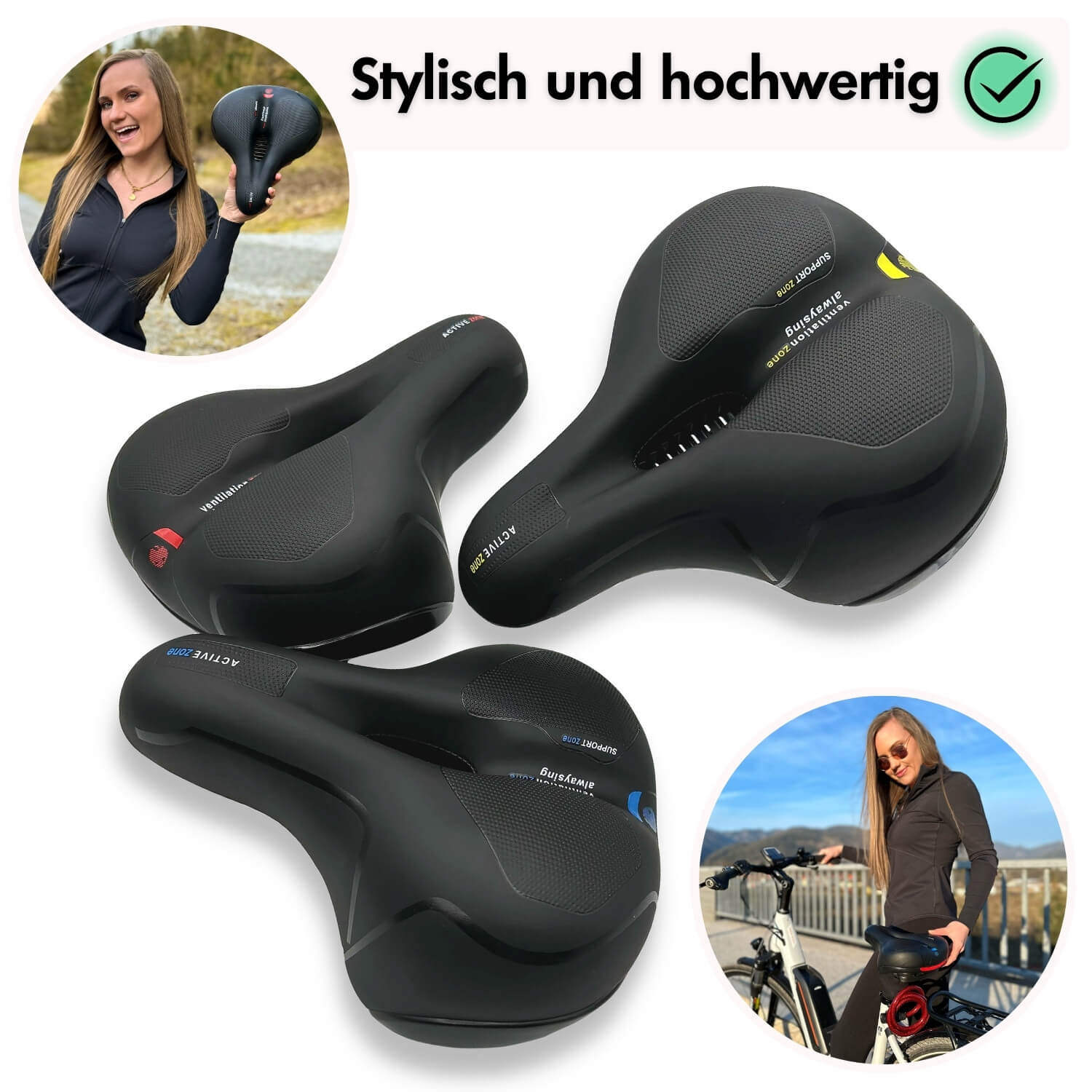 Sandsberg | Selle de vélo CloudComfort Pro | Mousse à mémoire soulageant la pression | Noir