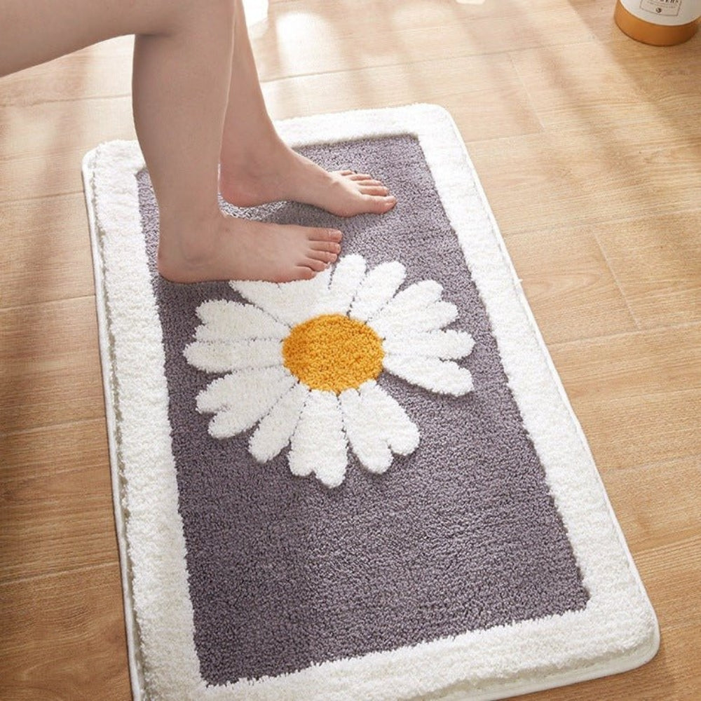 Tapis de Bain Floral Plush Fleur