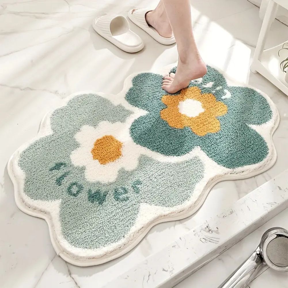 Tapis de Bain Absorbant à Motifs Floraux