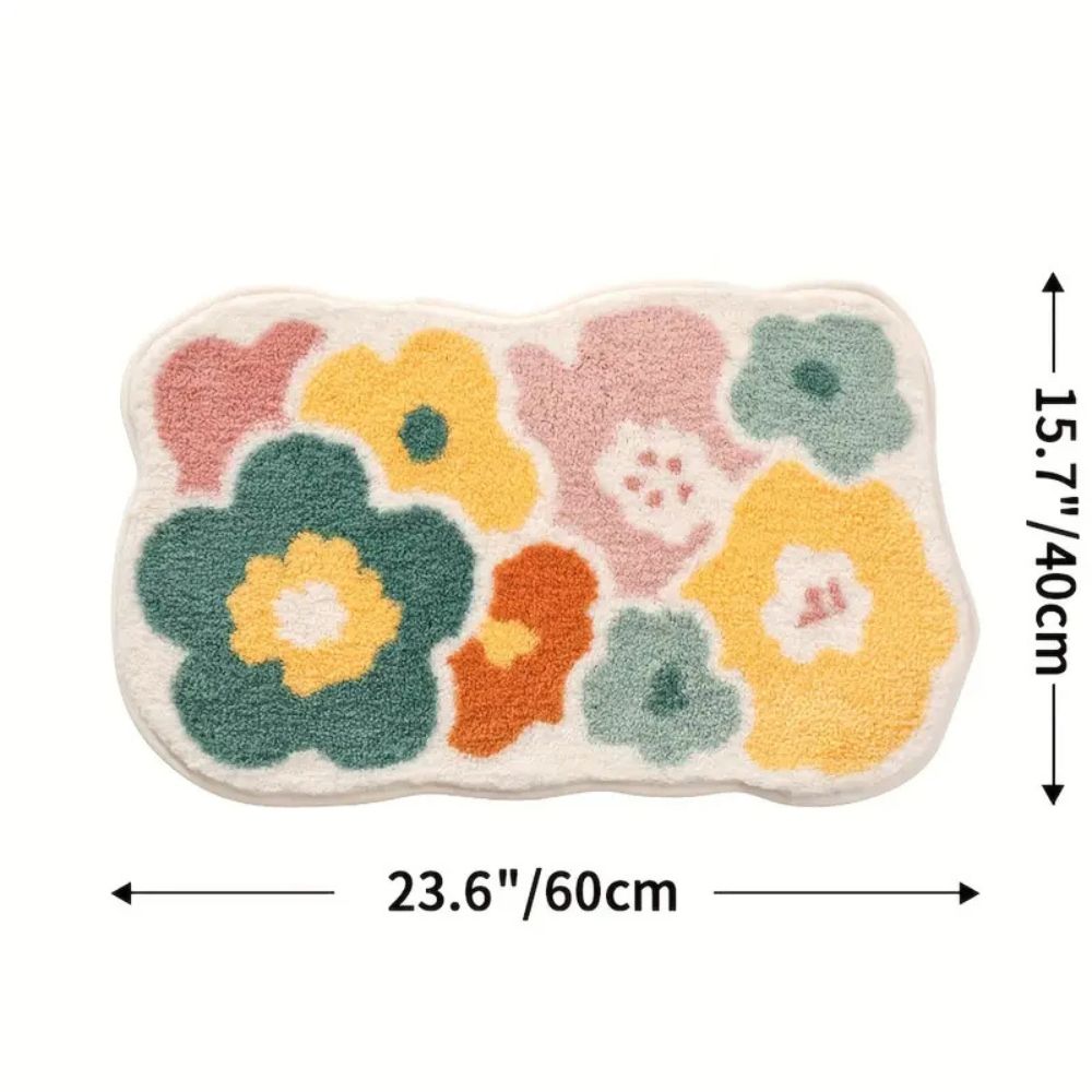 Tapis de Bain Absorbant à Motifs Floraux