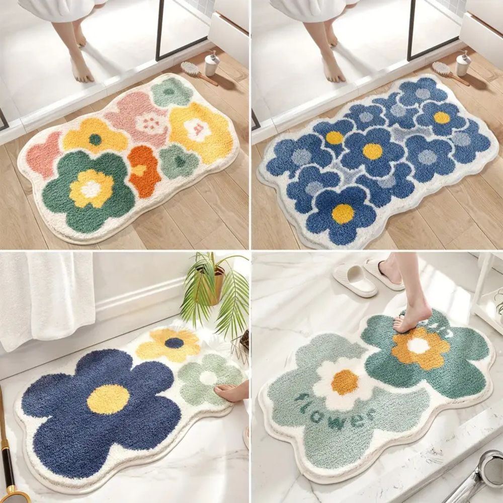 Tapis de Bain Absorbant à Motifs Floraux