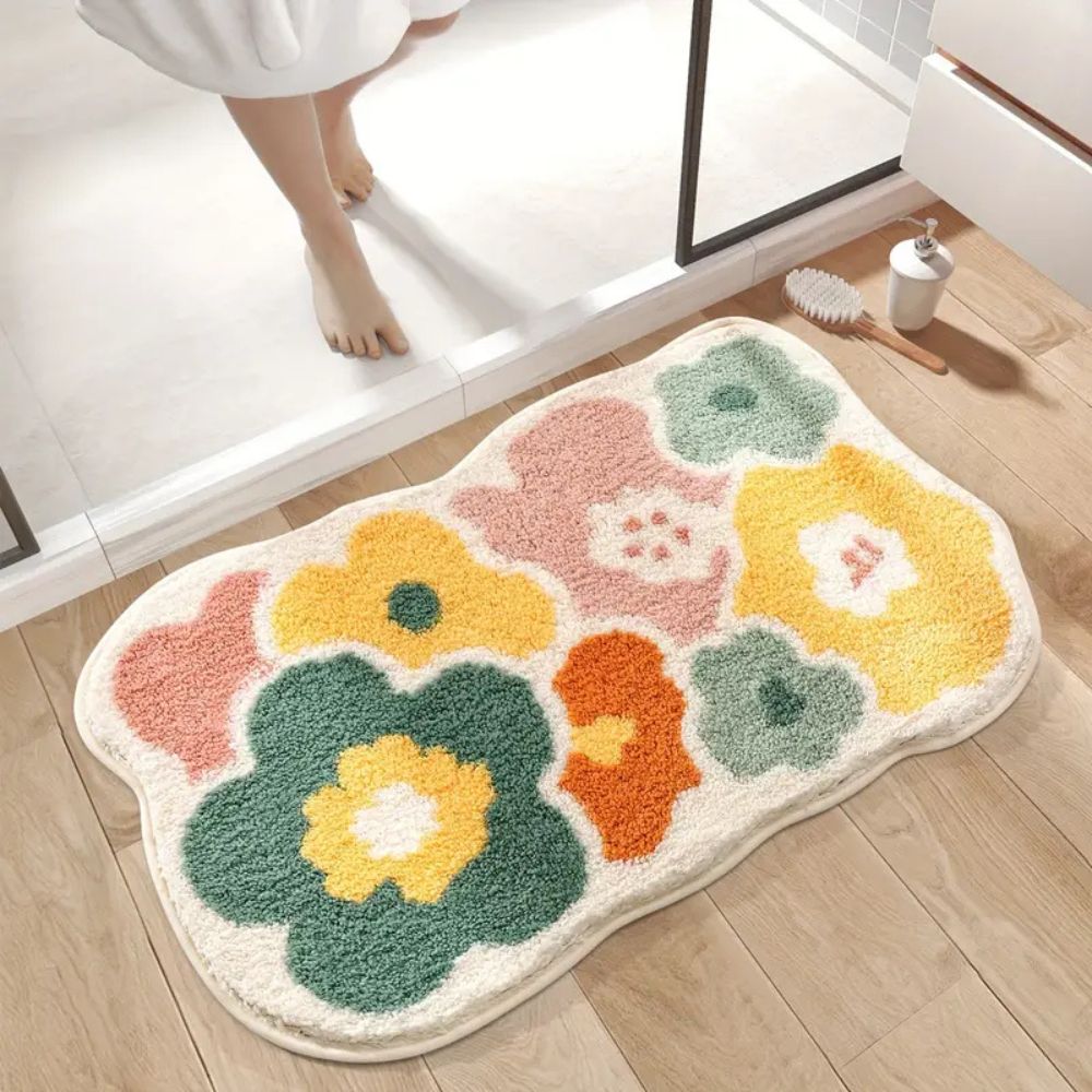Tapis de Bain Absorbant à Motifs Floraux