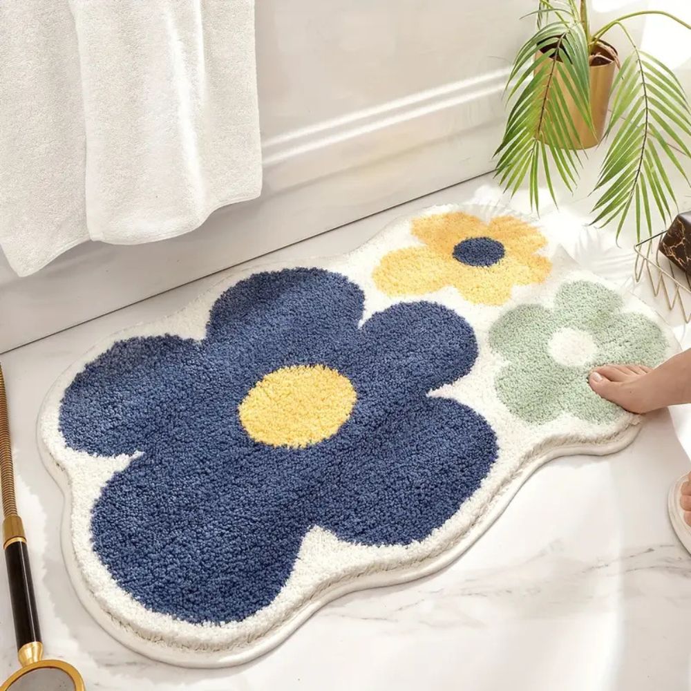 Tapis de Bain Absorbant à Motifs Floraux