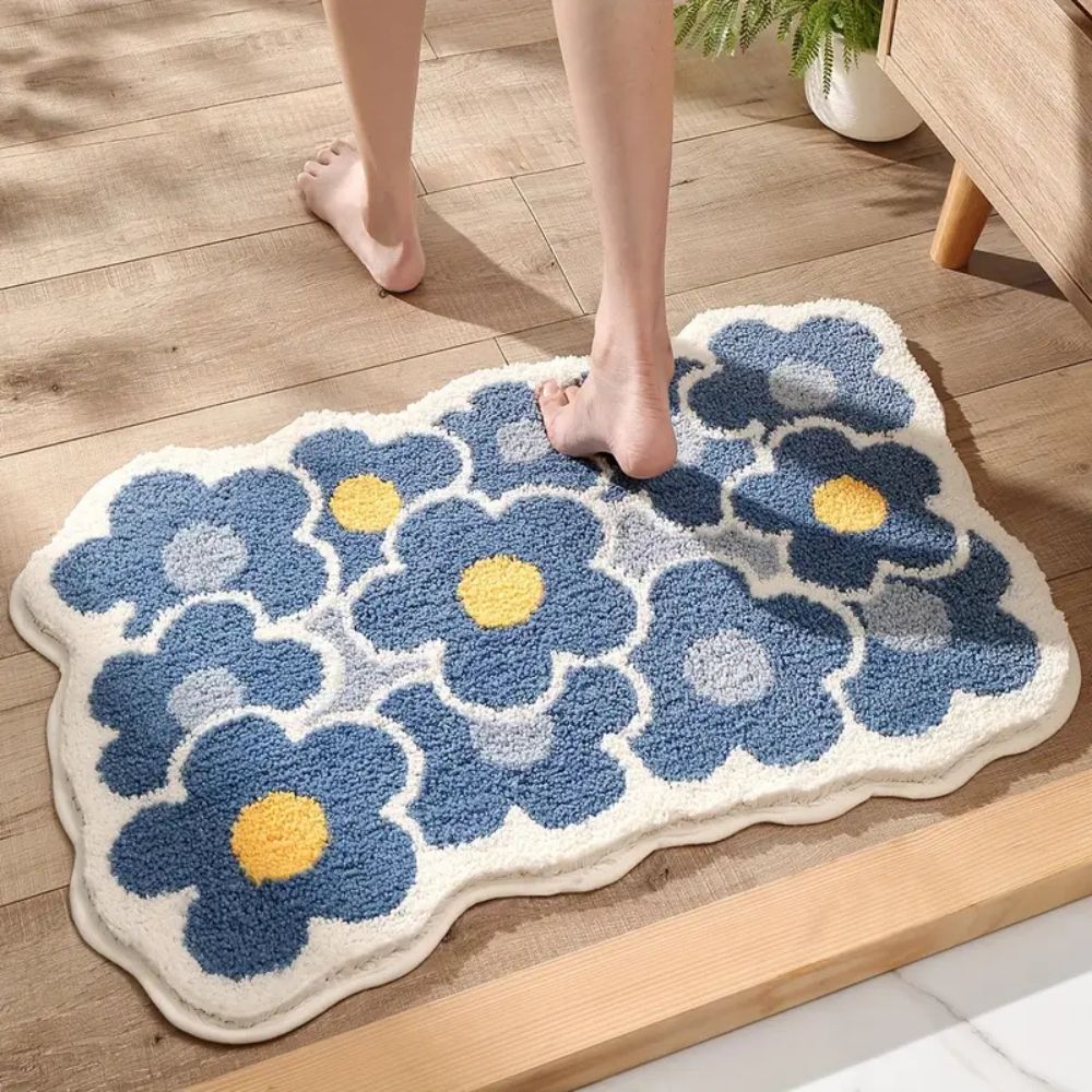 Tapis de Bain Absorbant à Motifs Floraux