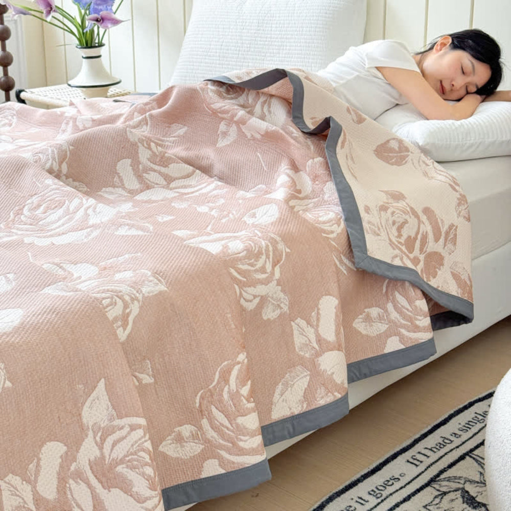 Couverture en Coton Rose Flouriva