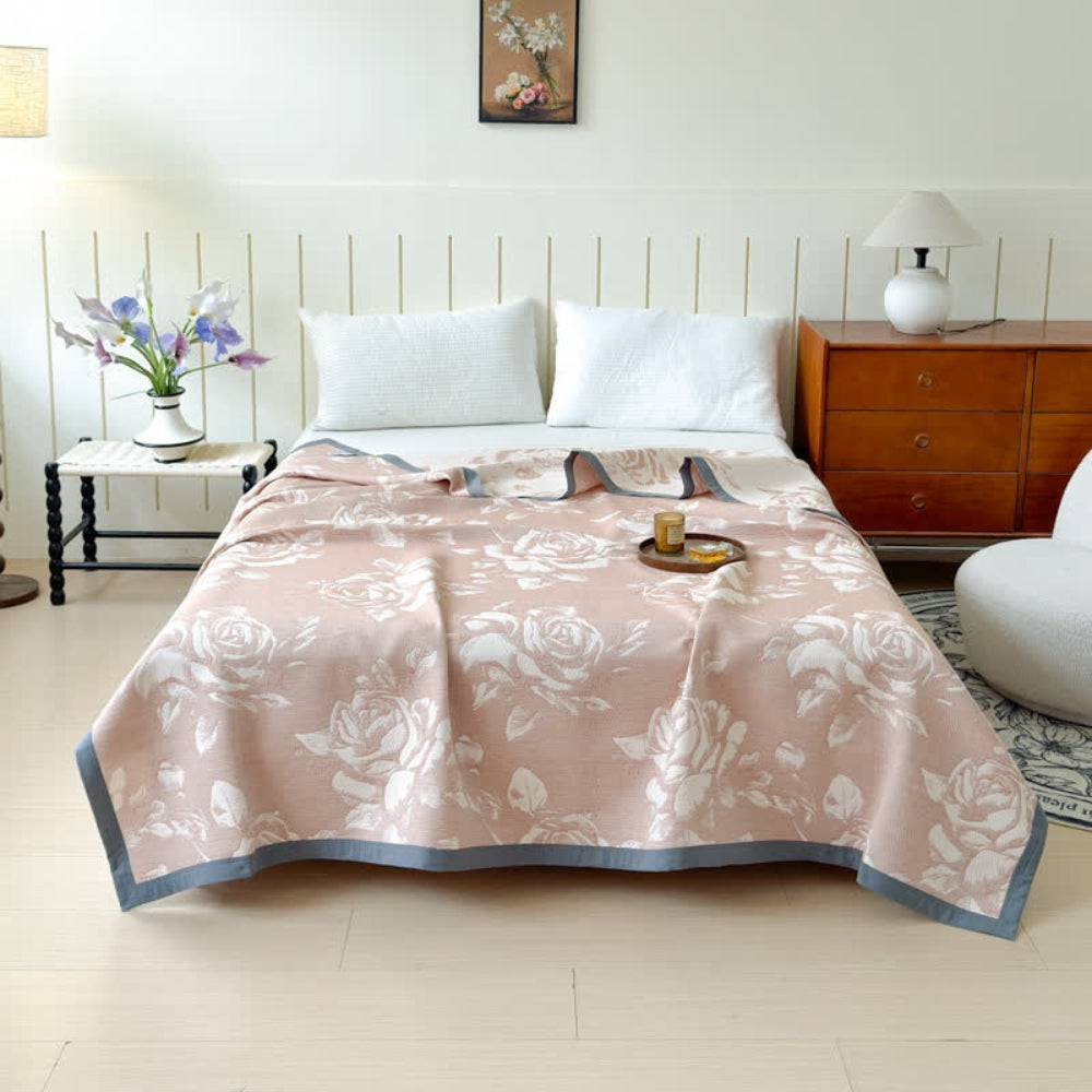 Couverture en Coton Rose Flouriva
