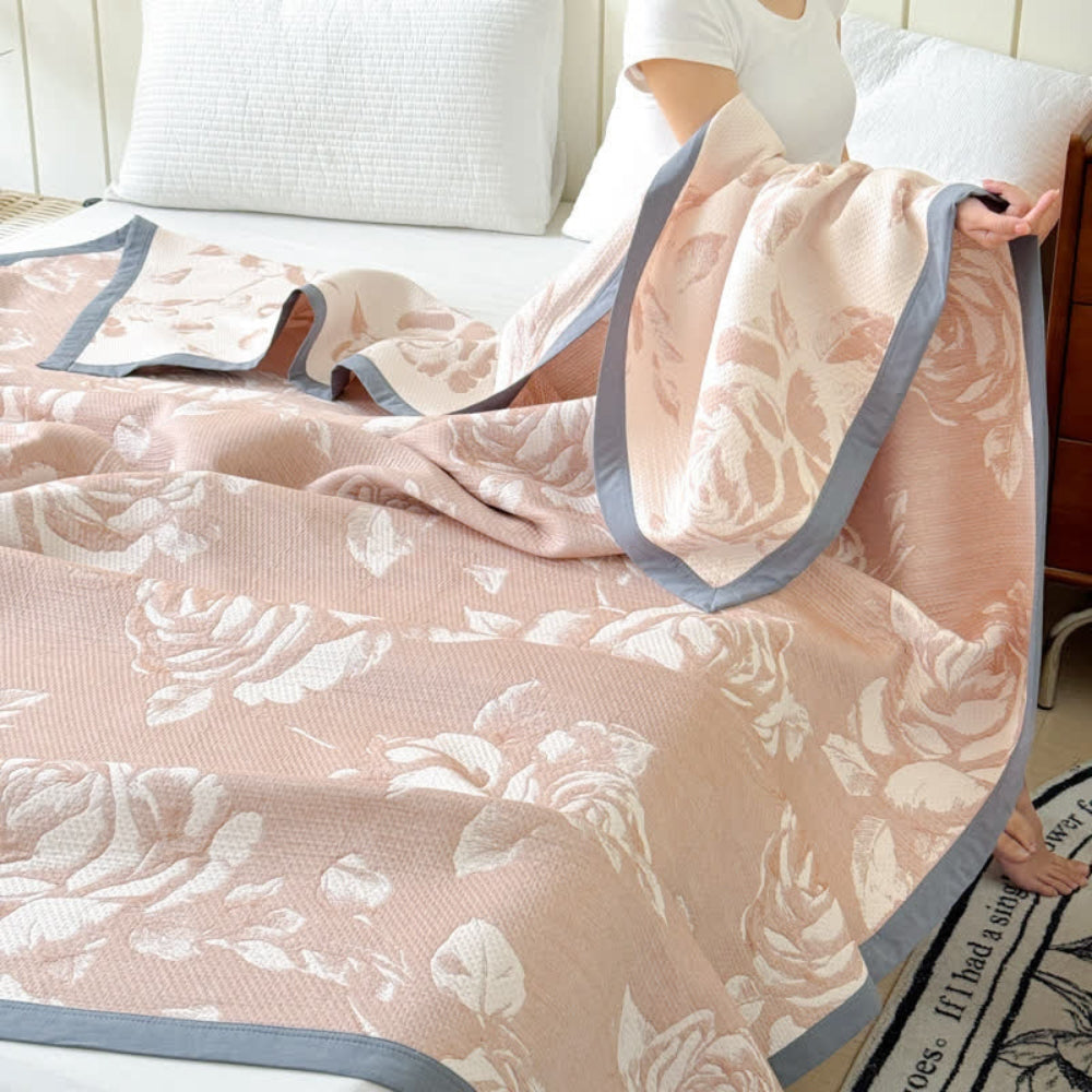 Couverture en Coton Rose Flouriva