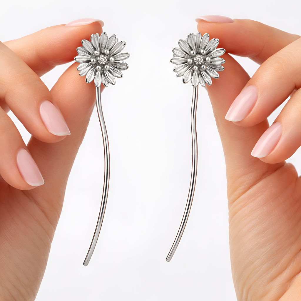 Ruby - Charmantes boucles d'oreilles à clous Fleur de marguerite pour femme