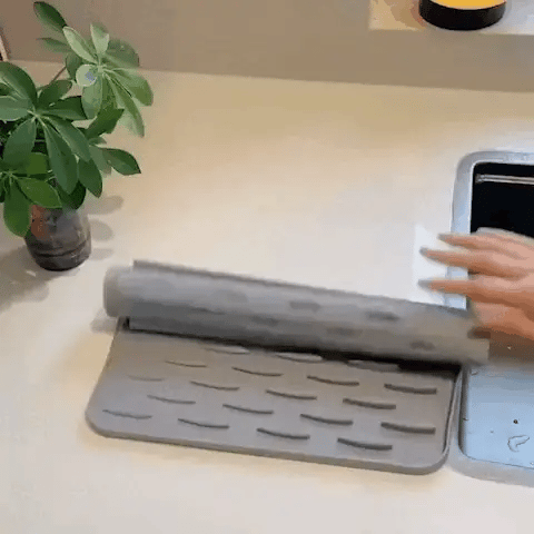 Skanto | Tapis de séchage en silicone résistant à la chaleur | Séchage rapide, antidérapant et gain de place pour l'organisation de la cuisine