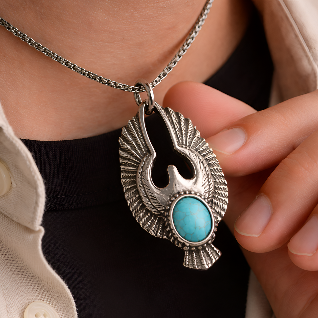 Louis - Collier pendentif Aigle en vol pour homme
