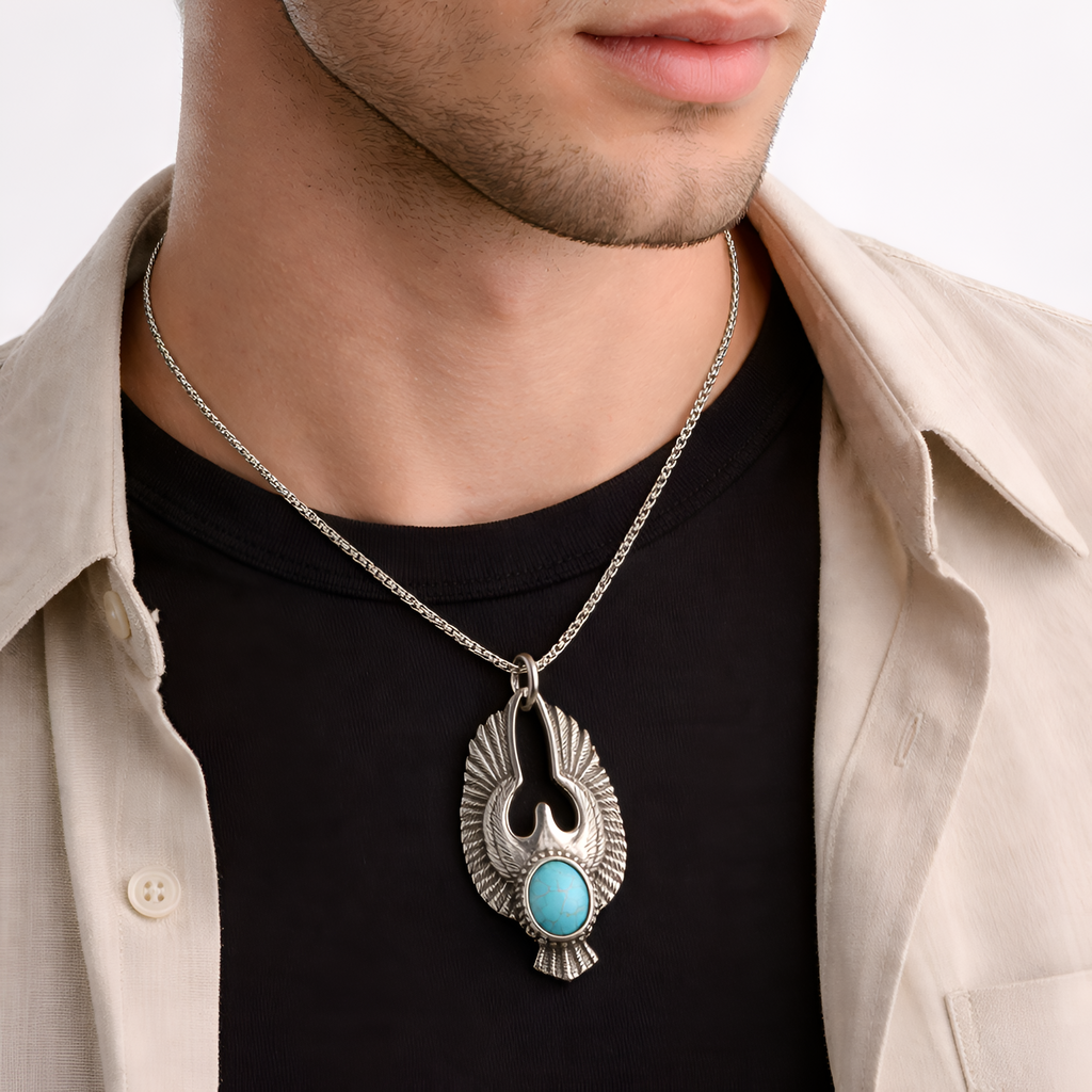 Louis - Collier pendentif Aigle en vol pour homme