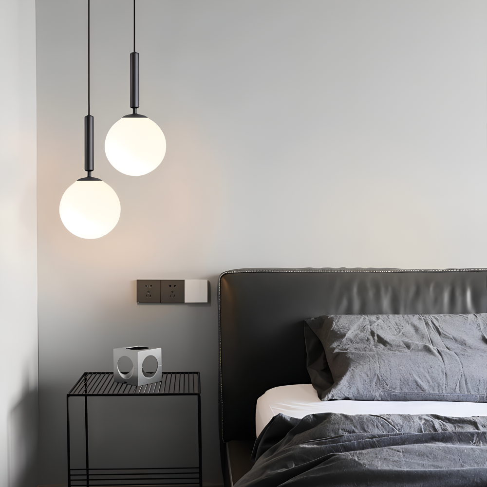 Lampe pendante en verre blanc – design nordique moderne avec lumière douce