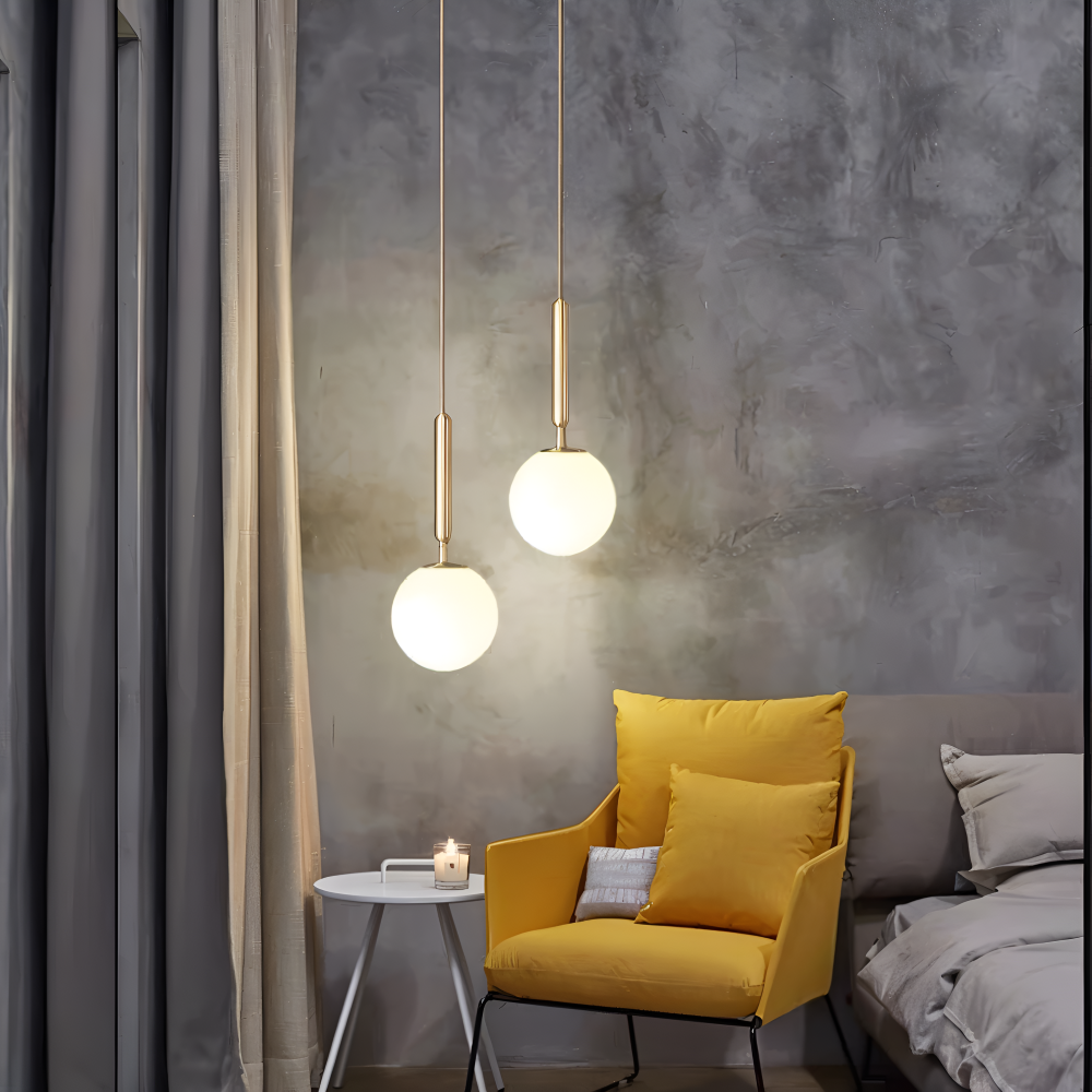 Lampe pendante en verre blanc – design nordique moderne avec lumière douce
