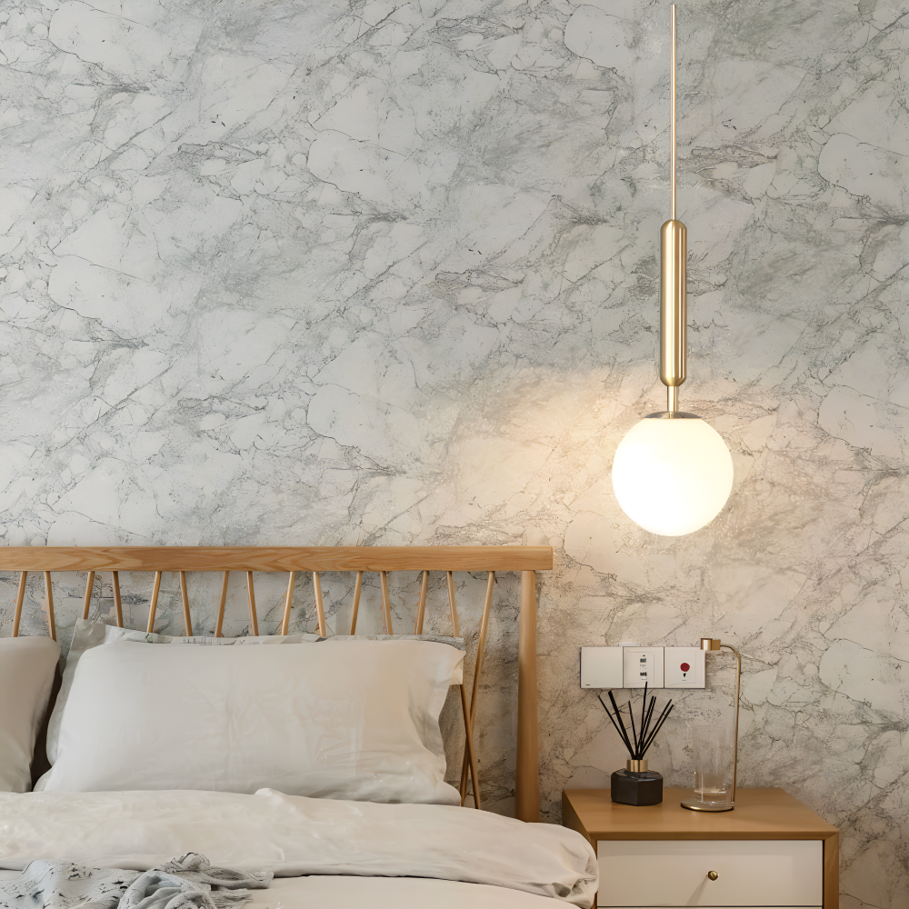 Lampe pendante en verre blanc – design nordique moderne avec lumière douce