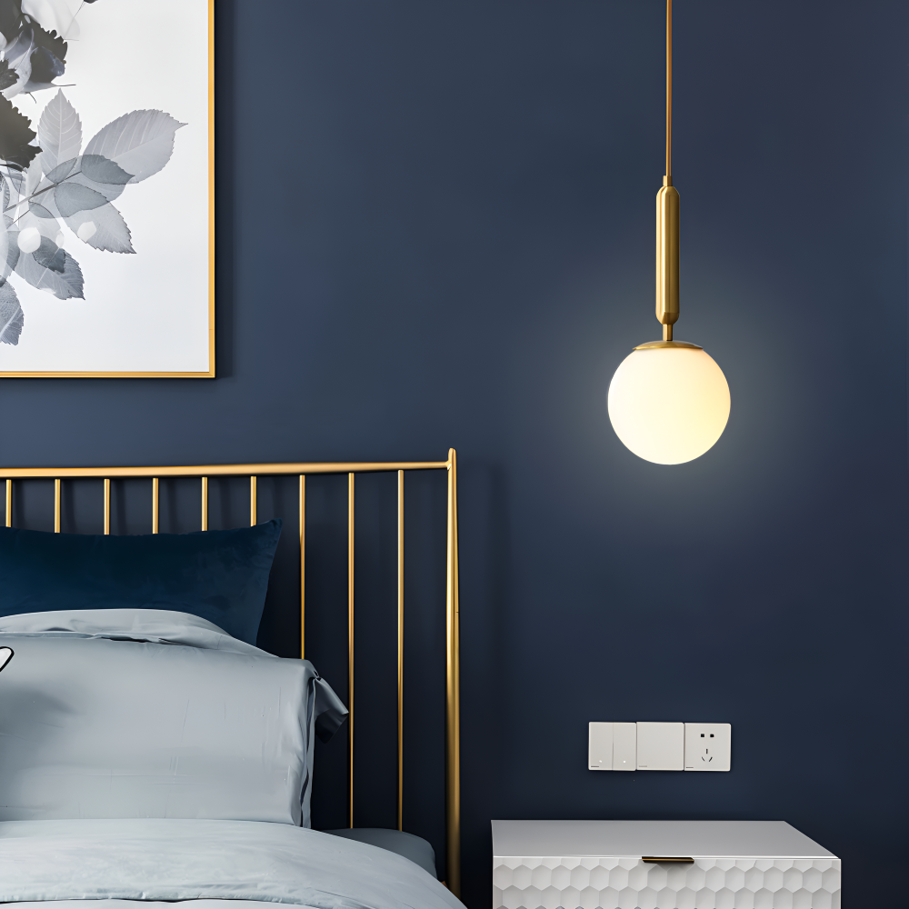 Lampe pendante en verre blanc – design nordique moderne avec lumière douce