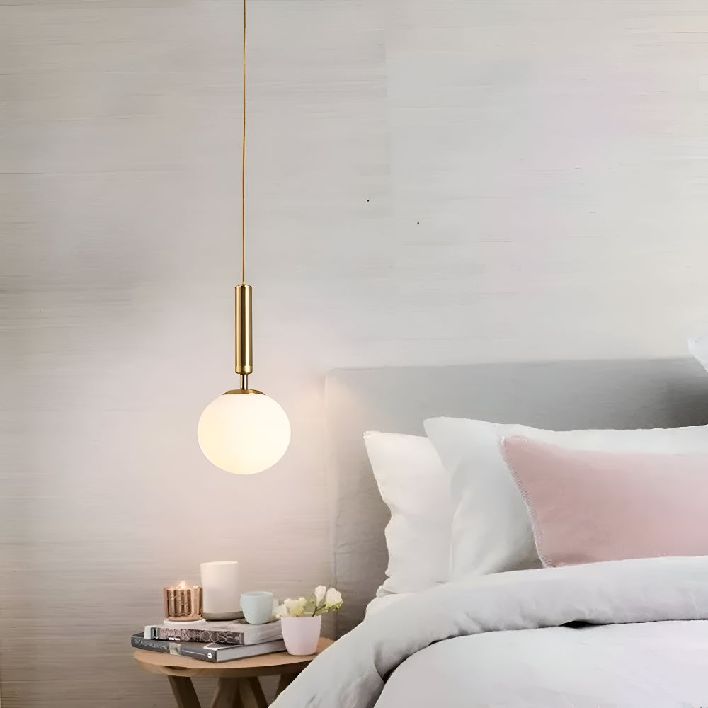 Lampe pendante en verre blanc – design nordique moderne avec lumière douce