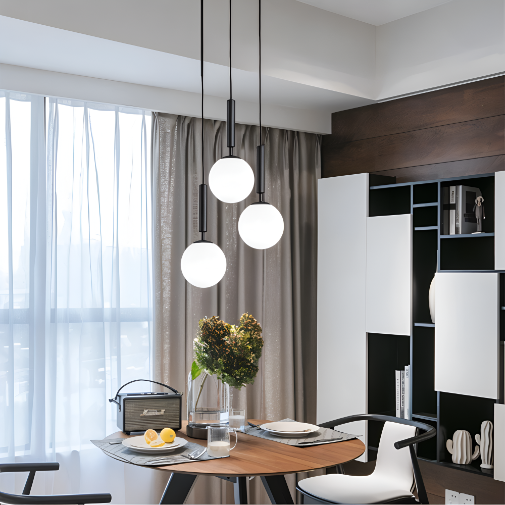 Lampe pendante en verre blanc – design nordique moderne avec lumière douce