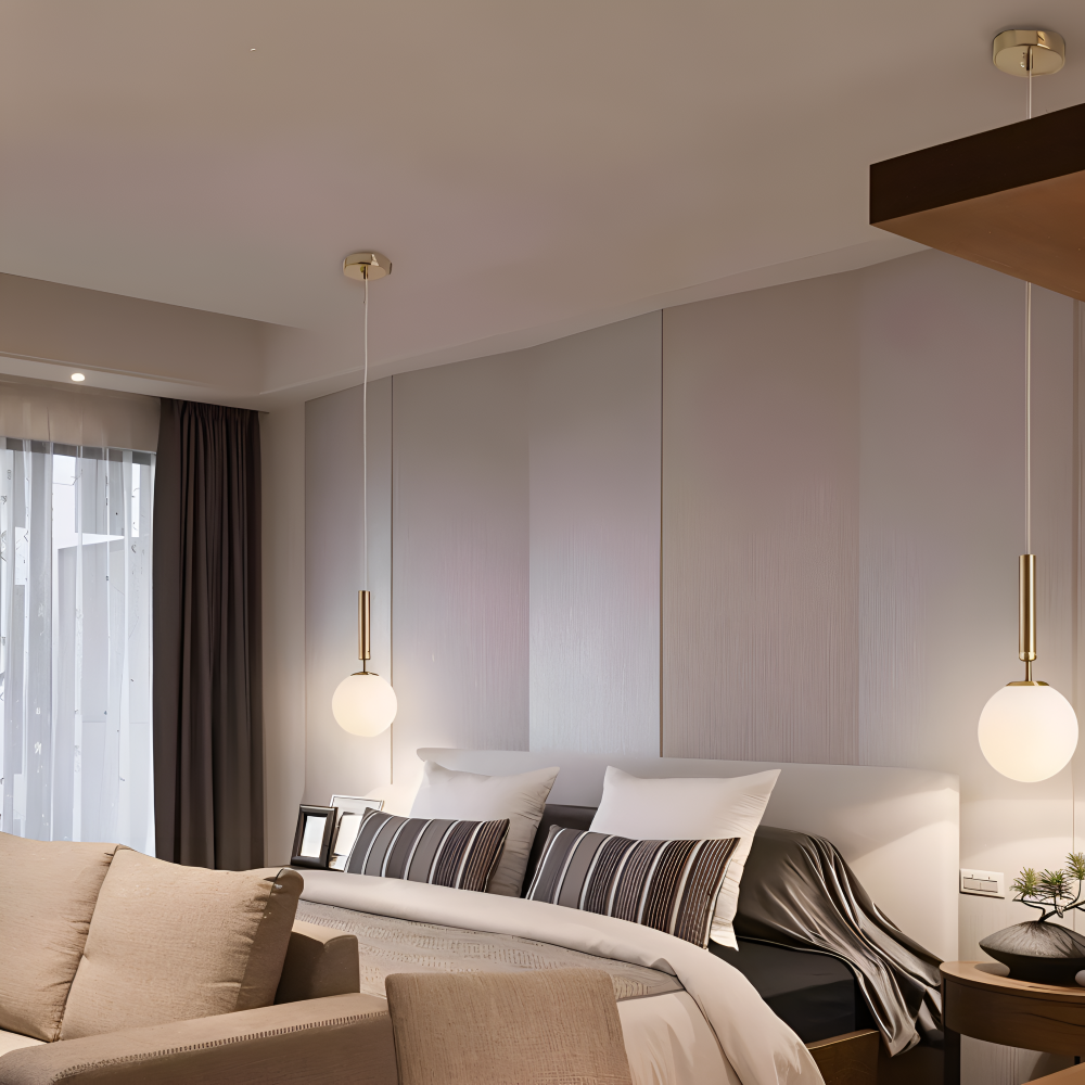Lampe pendante en verre blanc – design nordique moderne avec lumière douce