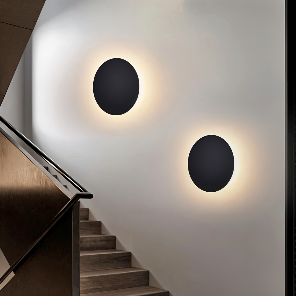Lunaris – Applique Murale LED Ronde Moderne en Métal avec Lumière Chaude