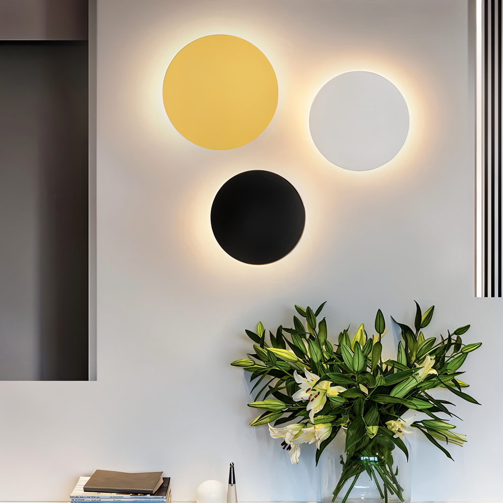 Lunaris – Applique Murale LED Ronde Moderne en Métal avec Lumière Chaude