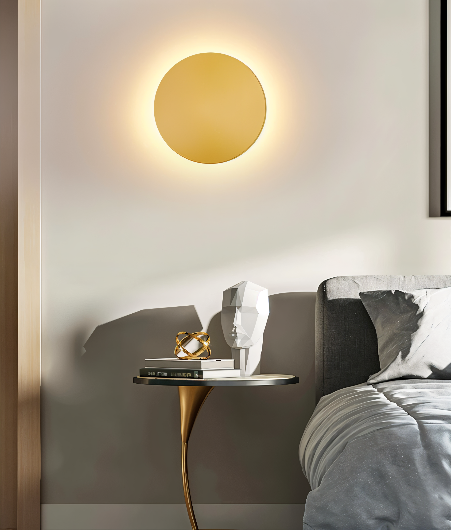 Lunaris – Applique Murale LED Ronde Moderne en Métal avec Lumière Chaude