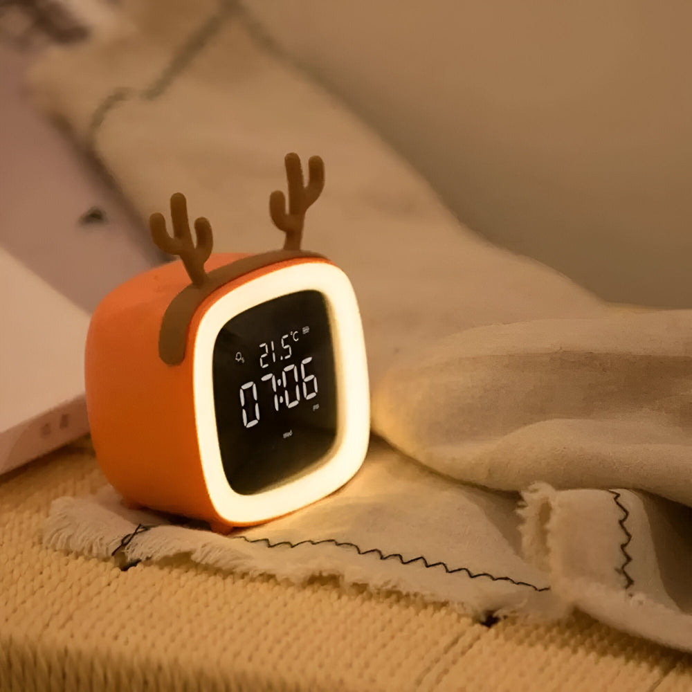 Réveil LED pour enfants avec oreilles de lapin – veilleuse avec minuterie