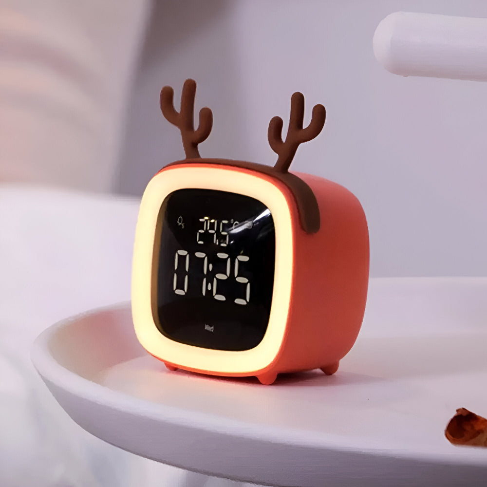 Réveil LED pour enfants avec oreilles de lapin – veilleuse avec minuterie