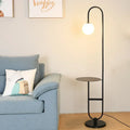 Lampe sur pied moderne avec table d'appoint intégrée
