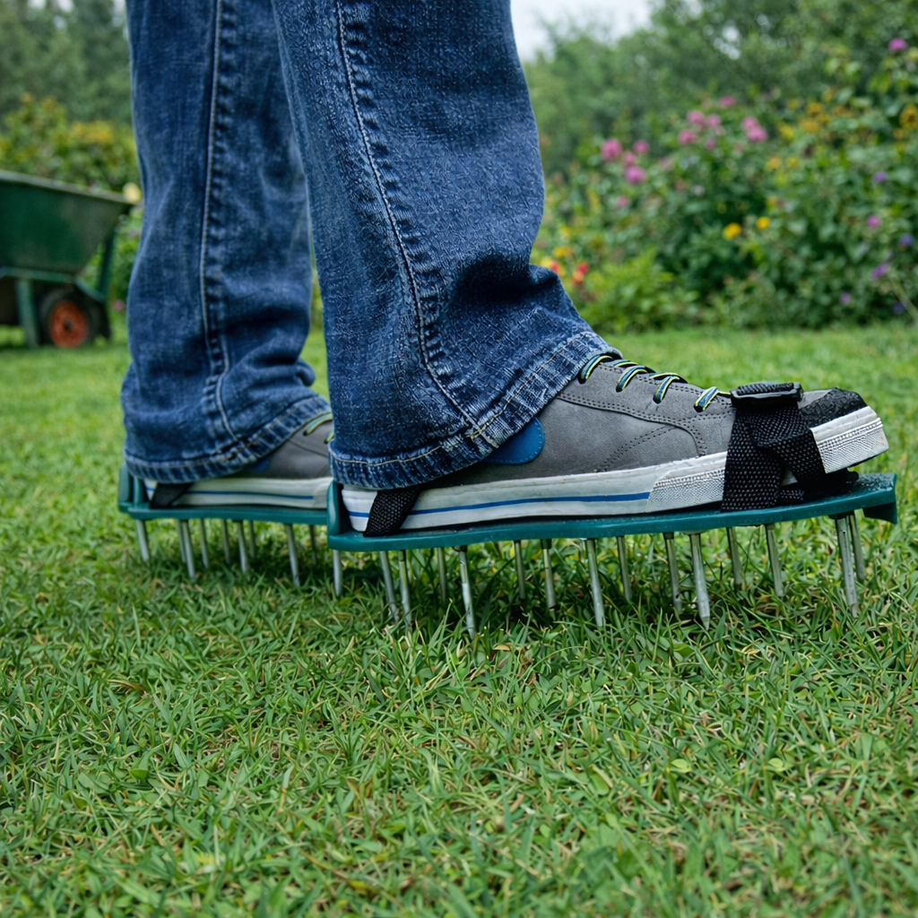 GardenPro - Chaussures Aérateur de Pelouse à Pointes pour une Santé et Croissance Améliorées de l'Herbe