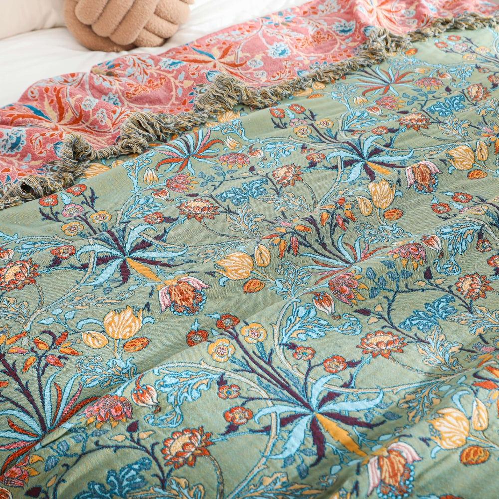 Couverture réversible en coton pur Wild Petal