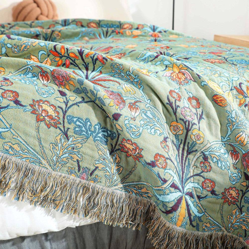 Couverture réversible en coton pur Wild Petal
