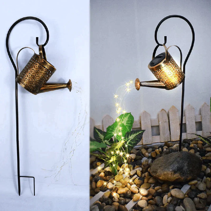 Lampe de jardin solaire | Design arrosoir | Effet doux de pluie lumineuse | GardenGlow