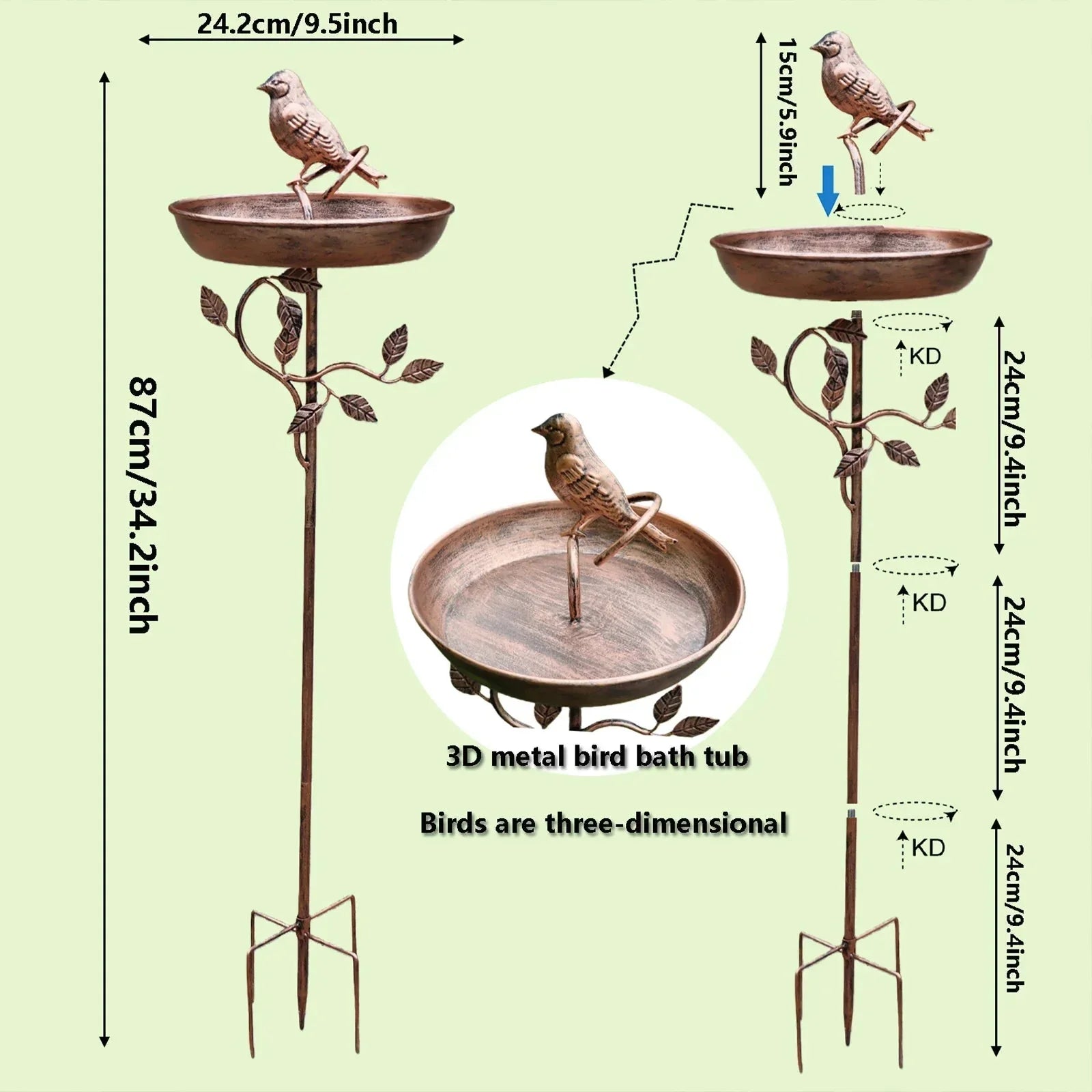 Abreuvoir pour oiseaux de jardin | Bol décoratif | Piquet stable | GardenShine