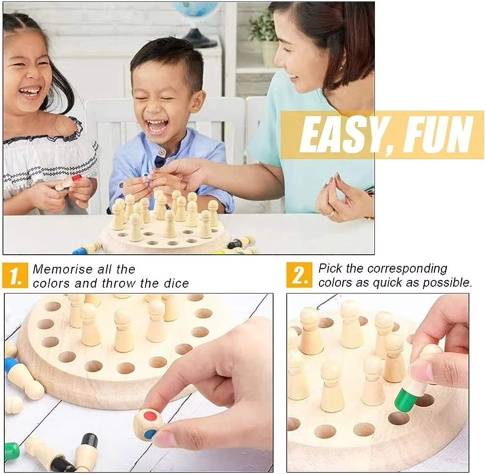 Jeu de mémoire | Jeu de réflexion en bois avec dés | Favorise la concentration et la mémoire | MemoChess