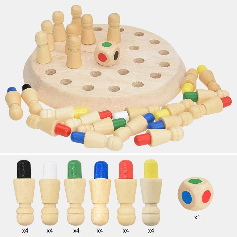 Jeu de mémoire | Jeu de réflexion en bois avec dés | Favorise la concentration et la mémoire | MemoChess