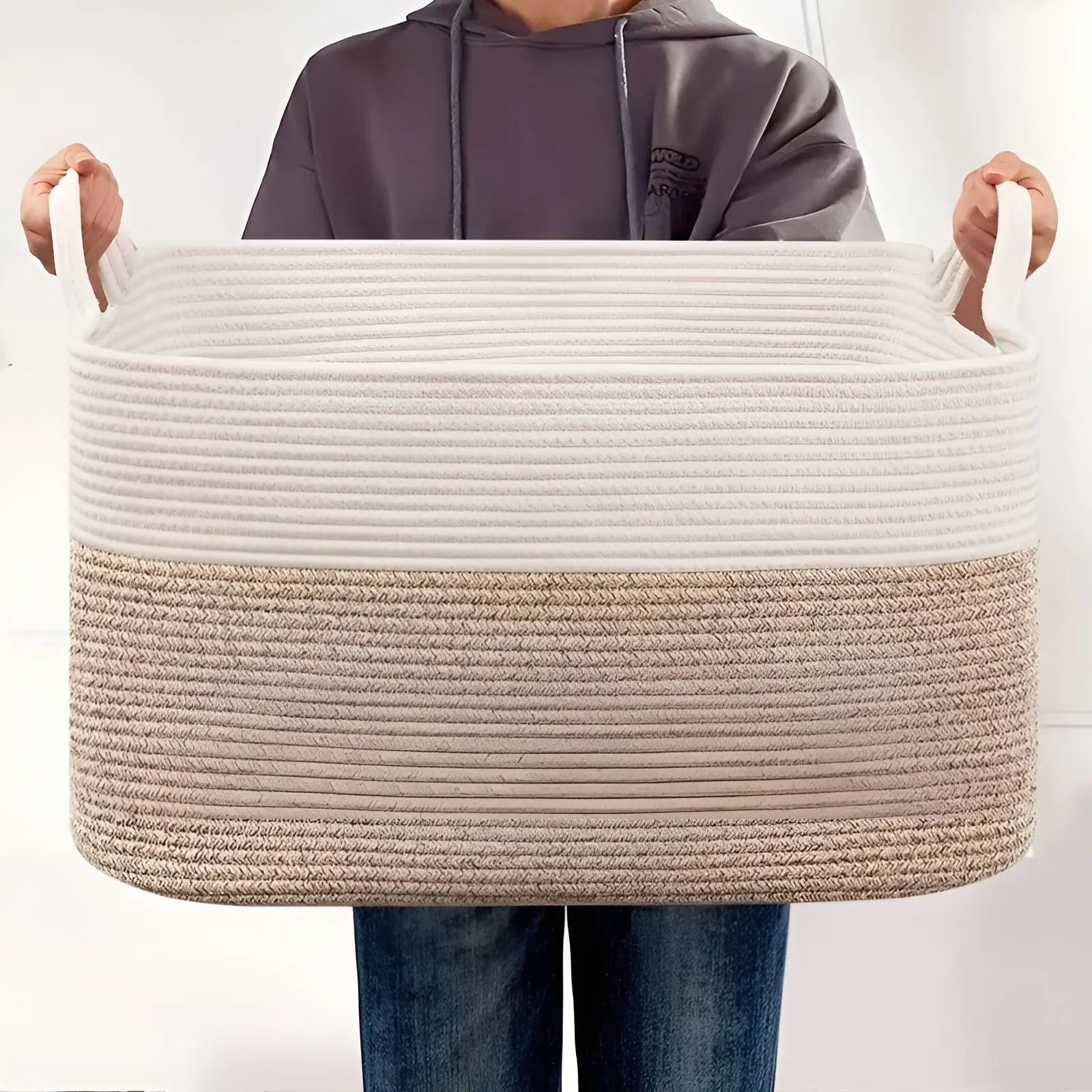 Panier tressé | Design tressé | Poignées de transport | WohnHafen