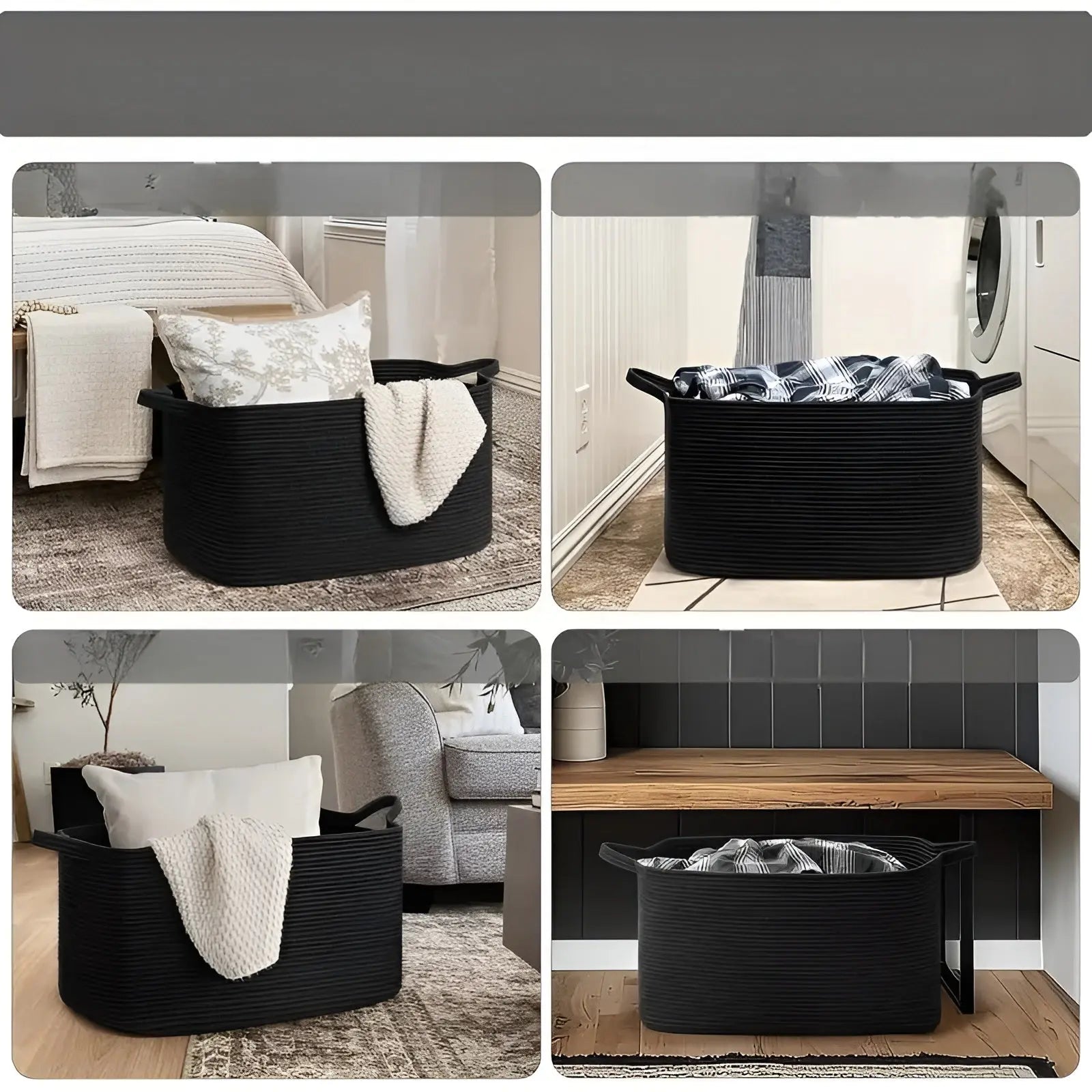 Panier tressé | Design tressé | Poignées de transport | WohnHafen