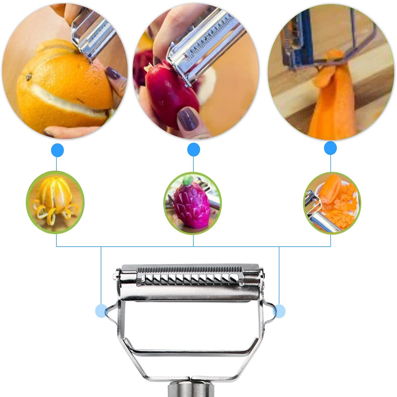 Éplucheur à légumes | Deux lames | Acier inoxydable | Couteau de cuisine