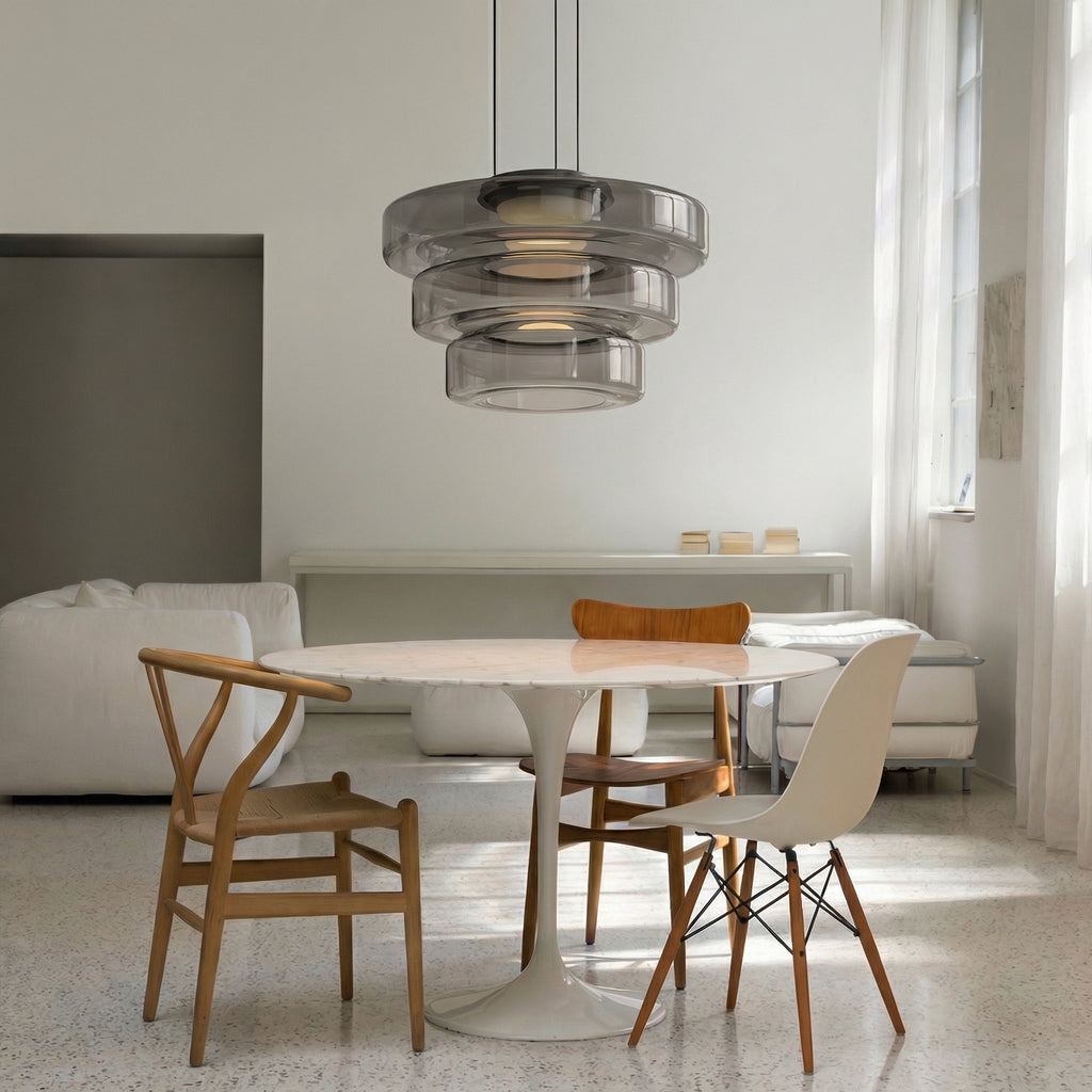 Suspension Bauhaus nordique en verre stratifié