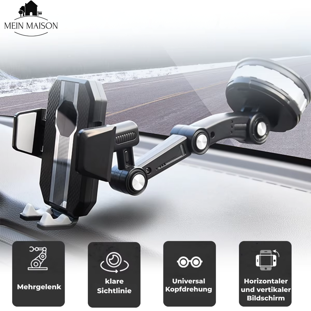 Support de téléphone Auto GripTech | Forte adhérence par ventouse | Rotation à 360° | Utilisation d'une seule main