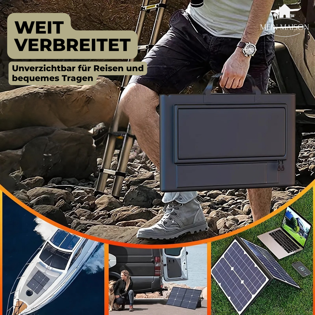 SolaraX 1000W Kit de Panneau Solaire Pliable | Ensemble Complet avec MPPT & USB/Type-C | Pour Camping, Voiture, Bateau & Caravane